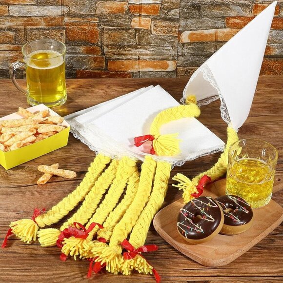 6 Pcs Women\'s Oktoberfest Costume Hats Felt Braids Party Accessories